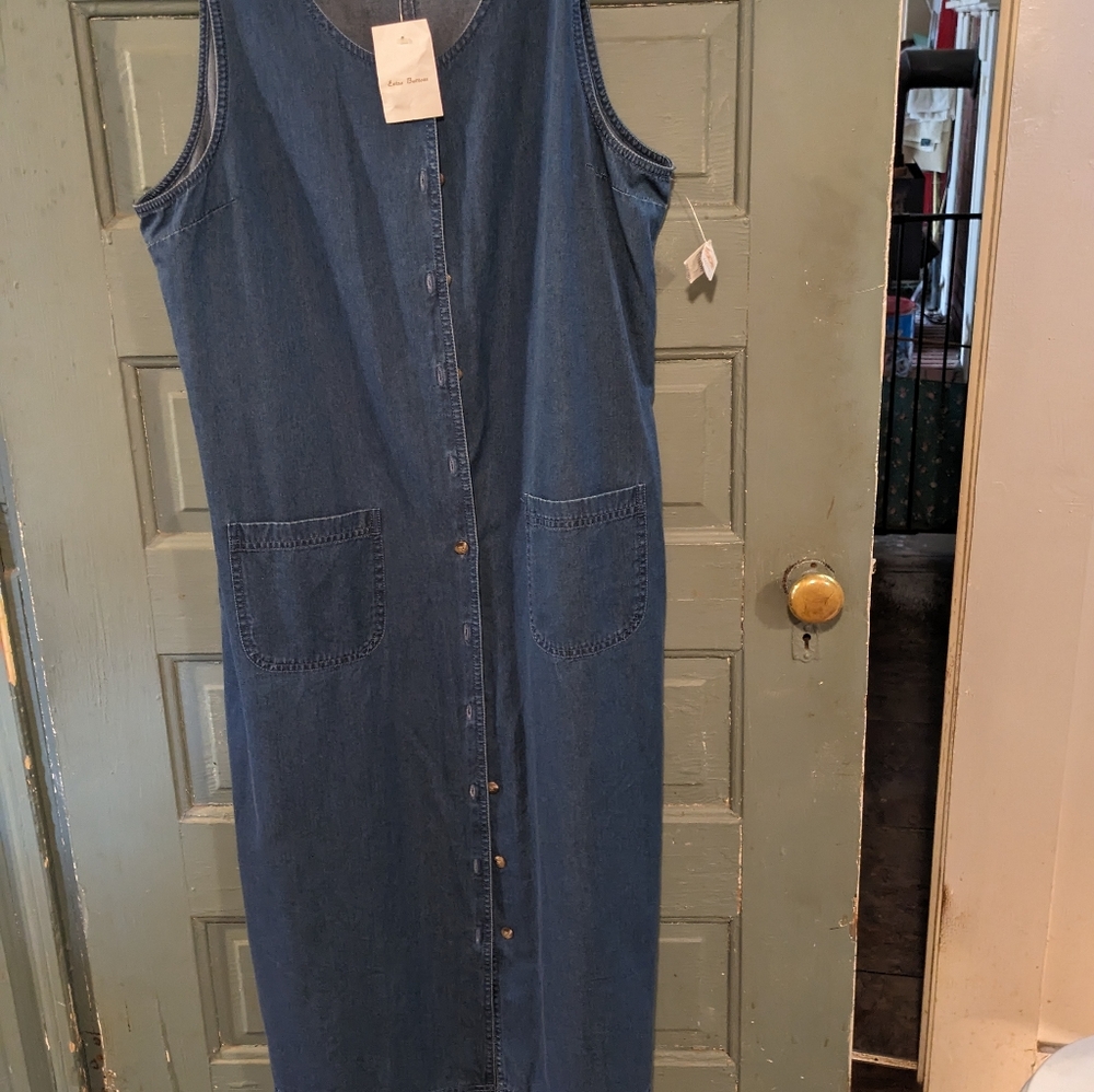 Vintage Talbots Denim sleeveless dress/jumper sz 16P blue 100% cotton - Picture 5 of 6